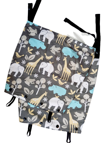 TwinGo Twin Baby Carrier Customised Limited Edition Sleep Hood-Accessories-KahuBaby-Charcoal Zoology TwinGo Carrier hood (pair)-Koala Slings - FREE, fast UK shipping